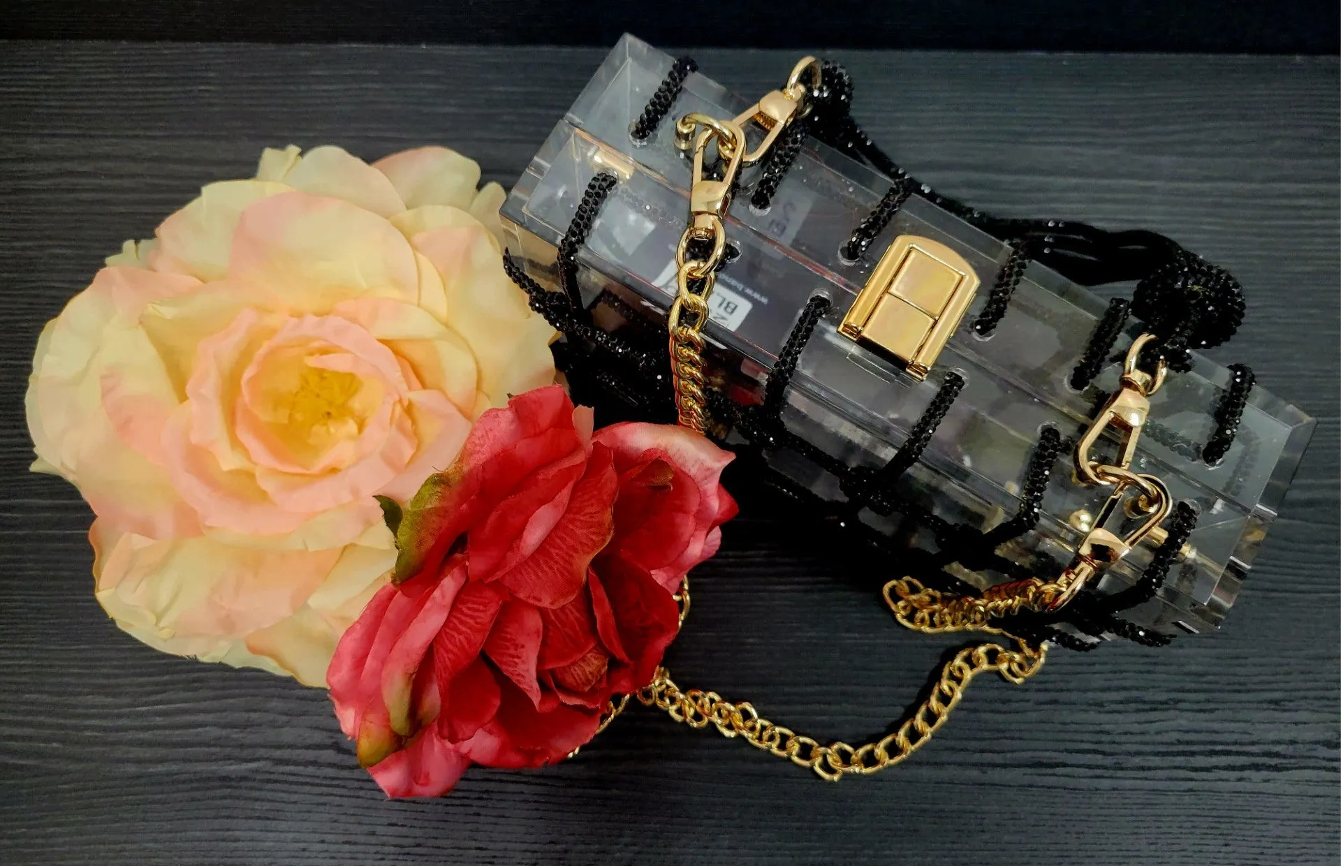 Black & Crystal Clear Clutch