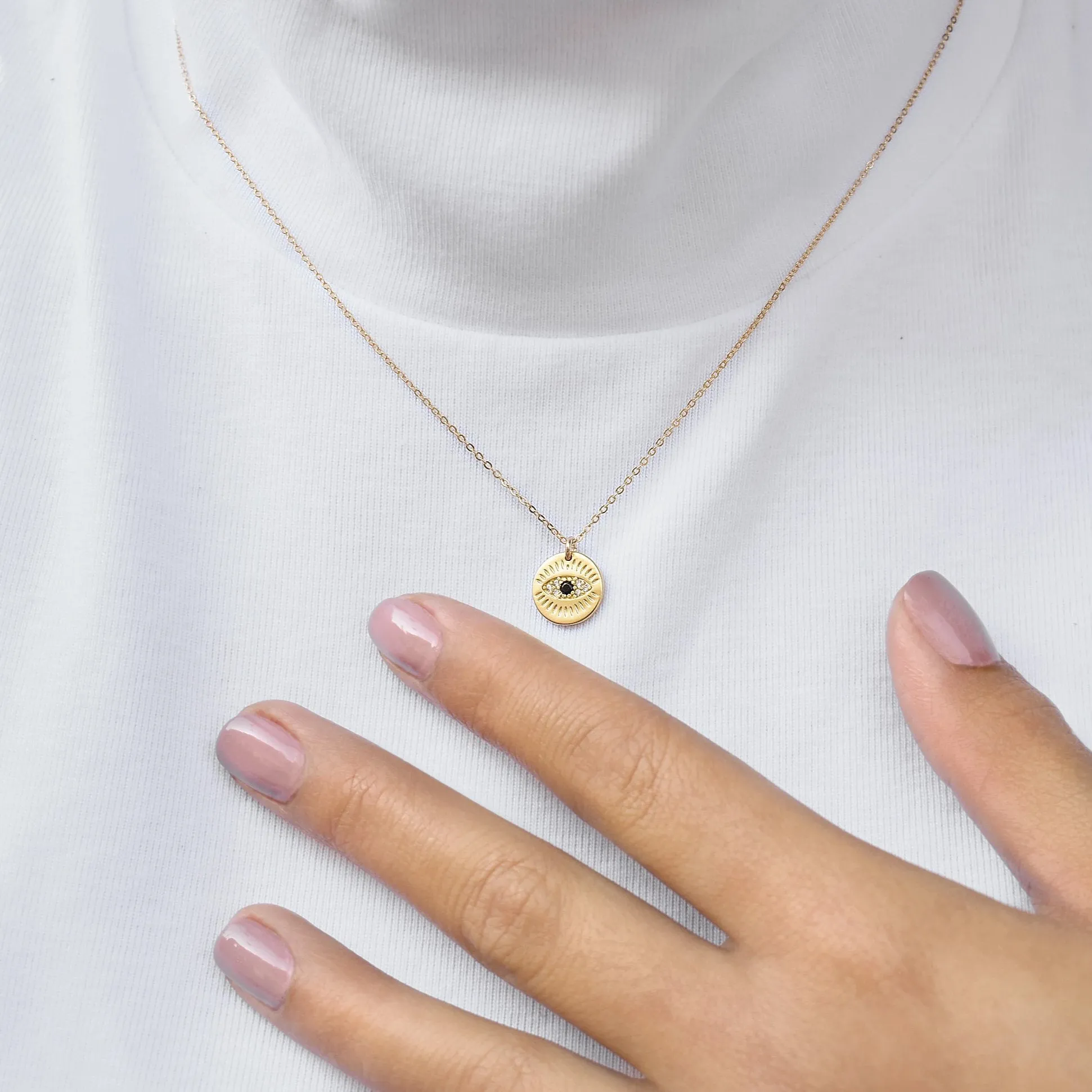 Black CZ Coin Lash Necklace