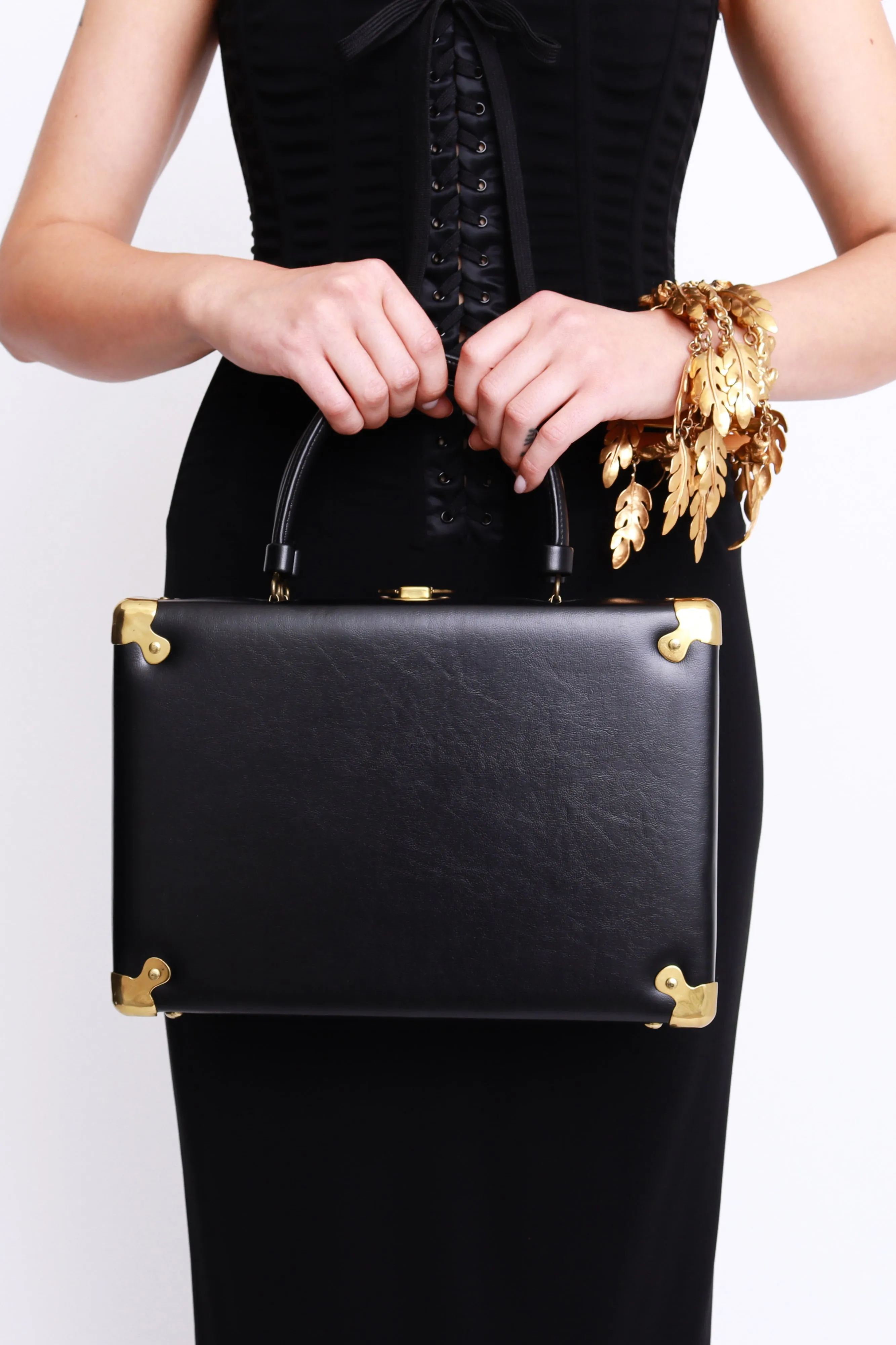 Black Leather Box Bag