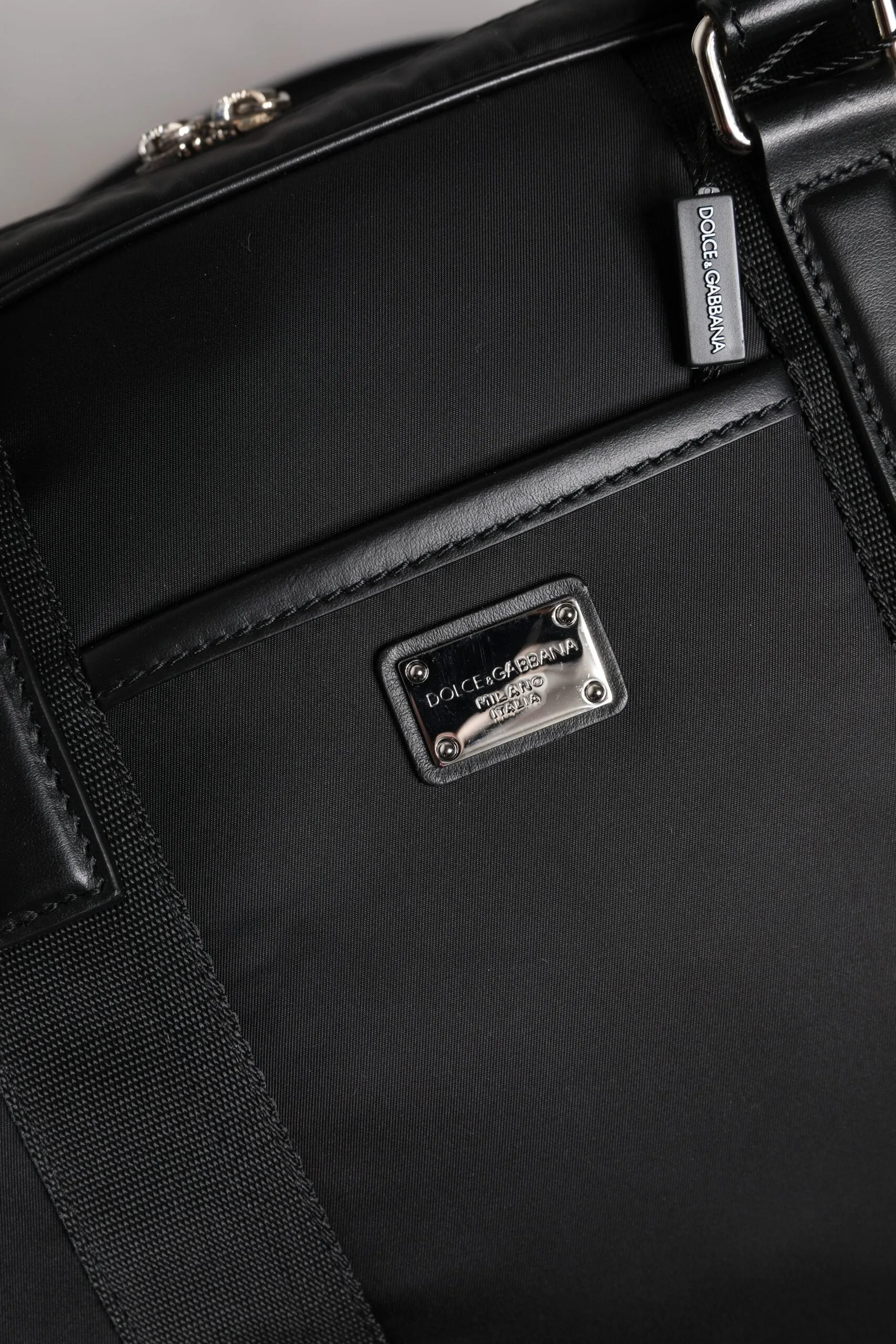 Black Leather Document Briefcase Top Handle Bag