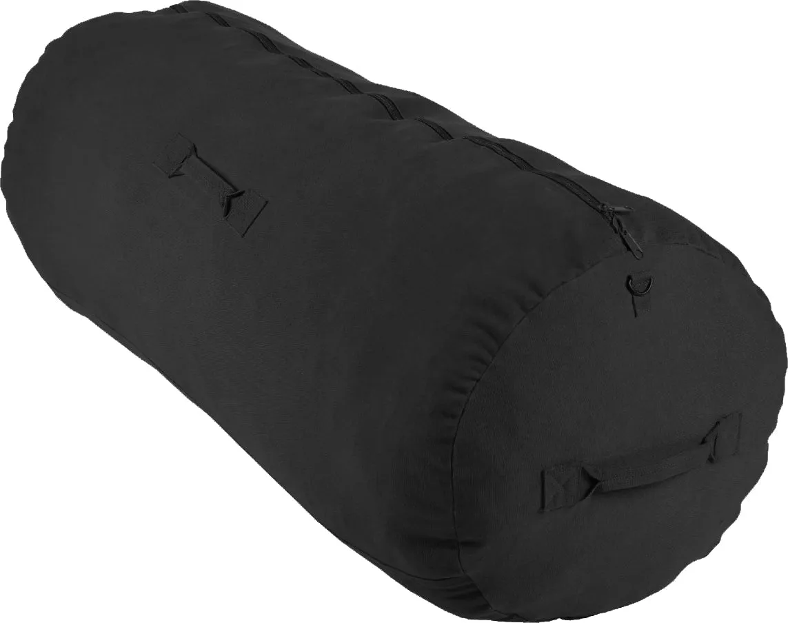 Black - Military Duffle Bag with Side Zipper 21 in. x 36 in. - Cotton Canvas