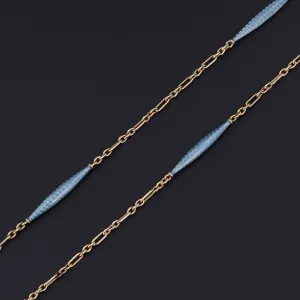 Blue Enamel Chain | 14k Gold & Guilloche Enamel Chain