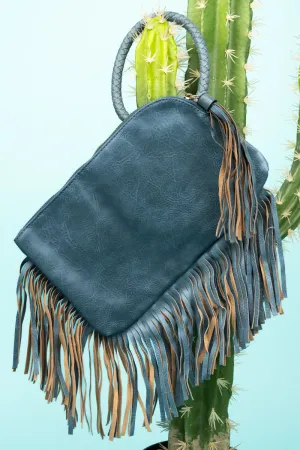Blue Fairleigh Fringe Bangle Clutch