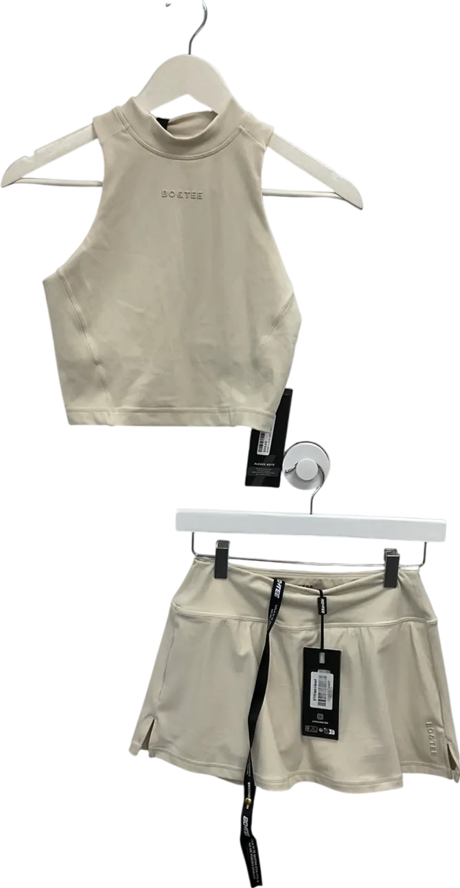 Bo   Tee Beige Soft Active Tank Top And Skort In Bone UK S