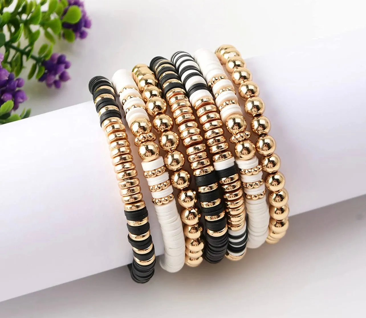 Boho Beaded Bracelet Set- Blk
