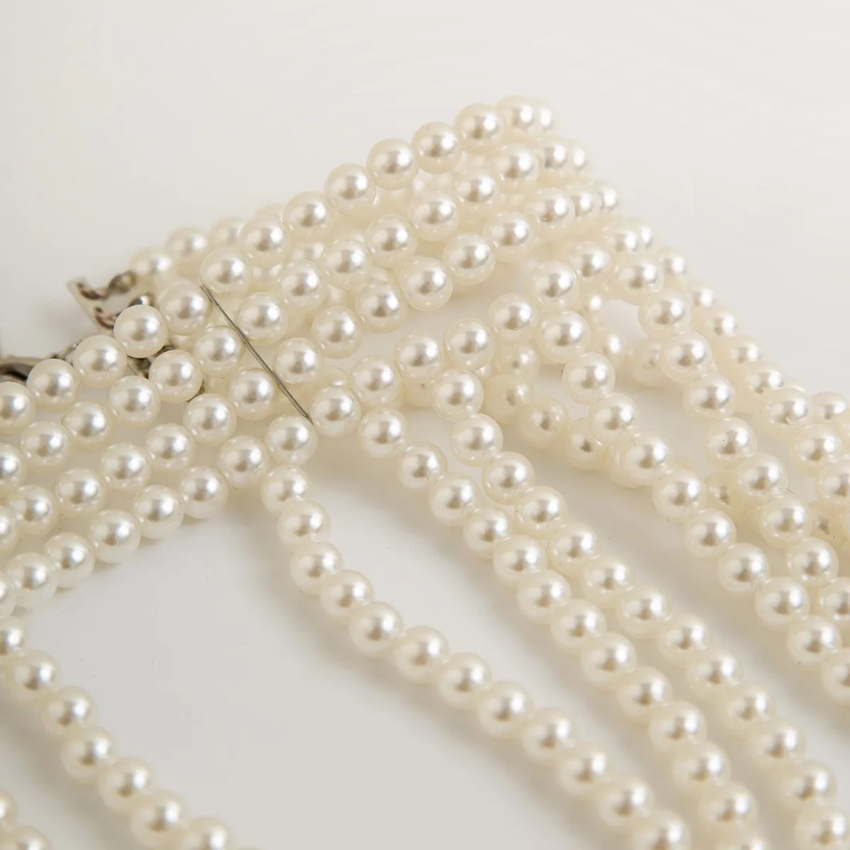 Boho Layered Three Tone Pearl Tassel Chain Shoulder Necklace