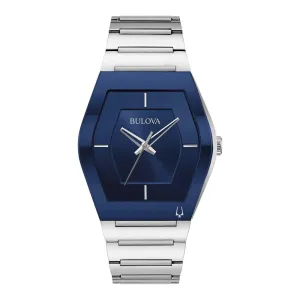 Bulova Gemini Mens Stainless Steel Blue Dial Watch