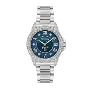 Bulova Marine Star Ladies Stainless Steel Diamond and Midnight Blue Mother of Pearl Dial Watch