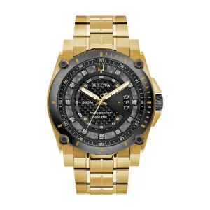 Bulova Precisionist Mens Gold Tone Diamond and Black Dial Watch