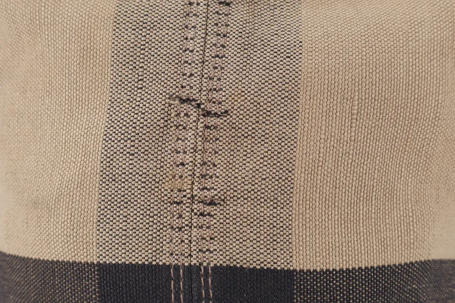 BURBERRY ASHBY CHECK CANVAS BUCKET BAG SILVER HARDWARE WITH LEATHER STRAPS