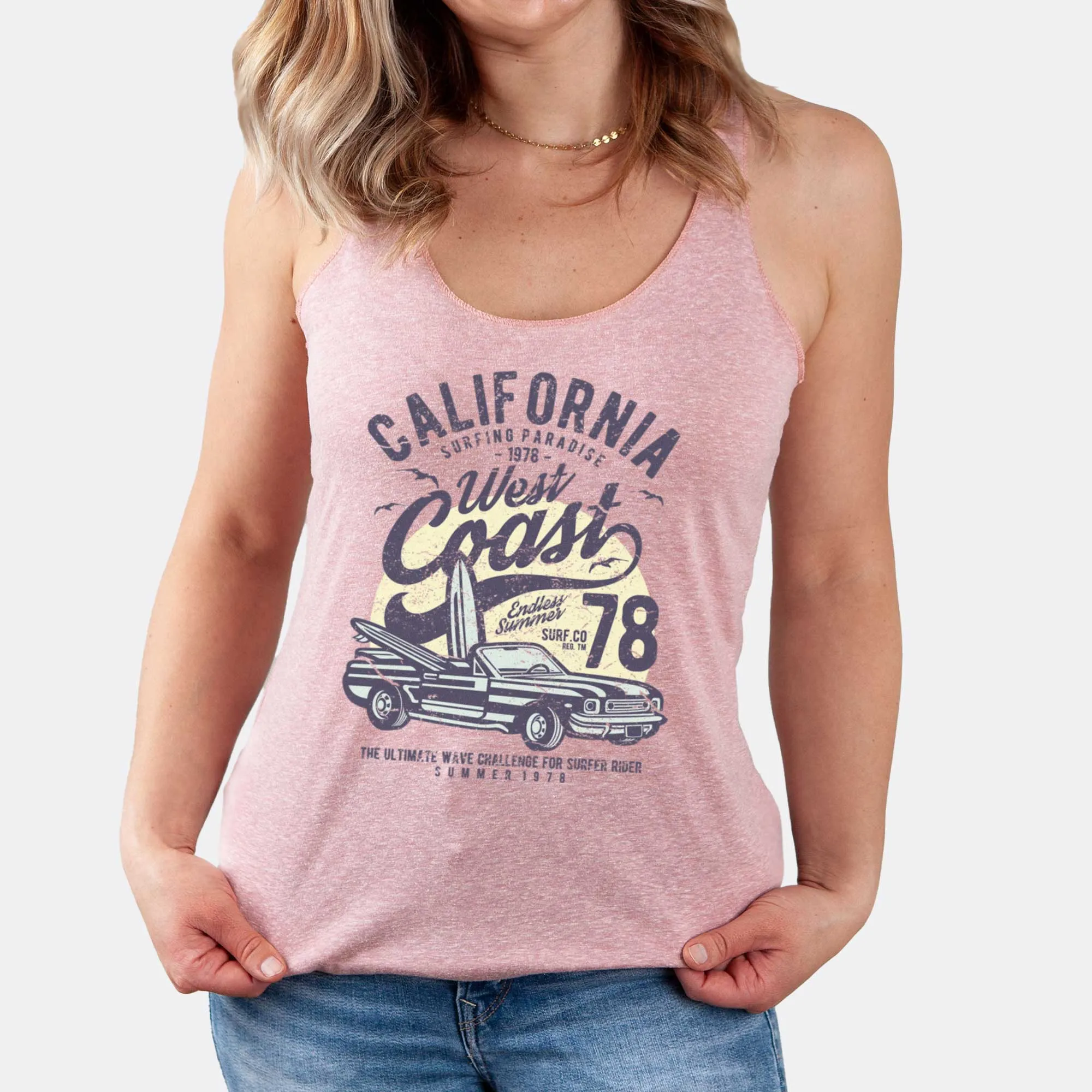 California West Coast Surfing Paradise - Women's Triblend Racerback Tank
