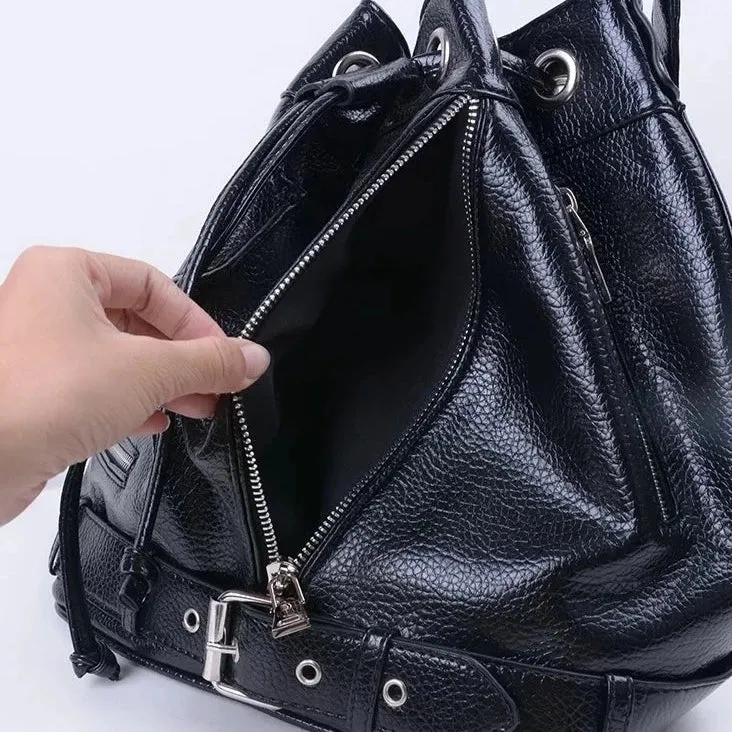 Callie BIker's Jacket Shape Punk Shoulder Bucket Bag