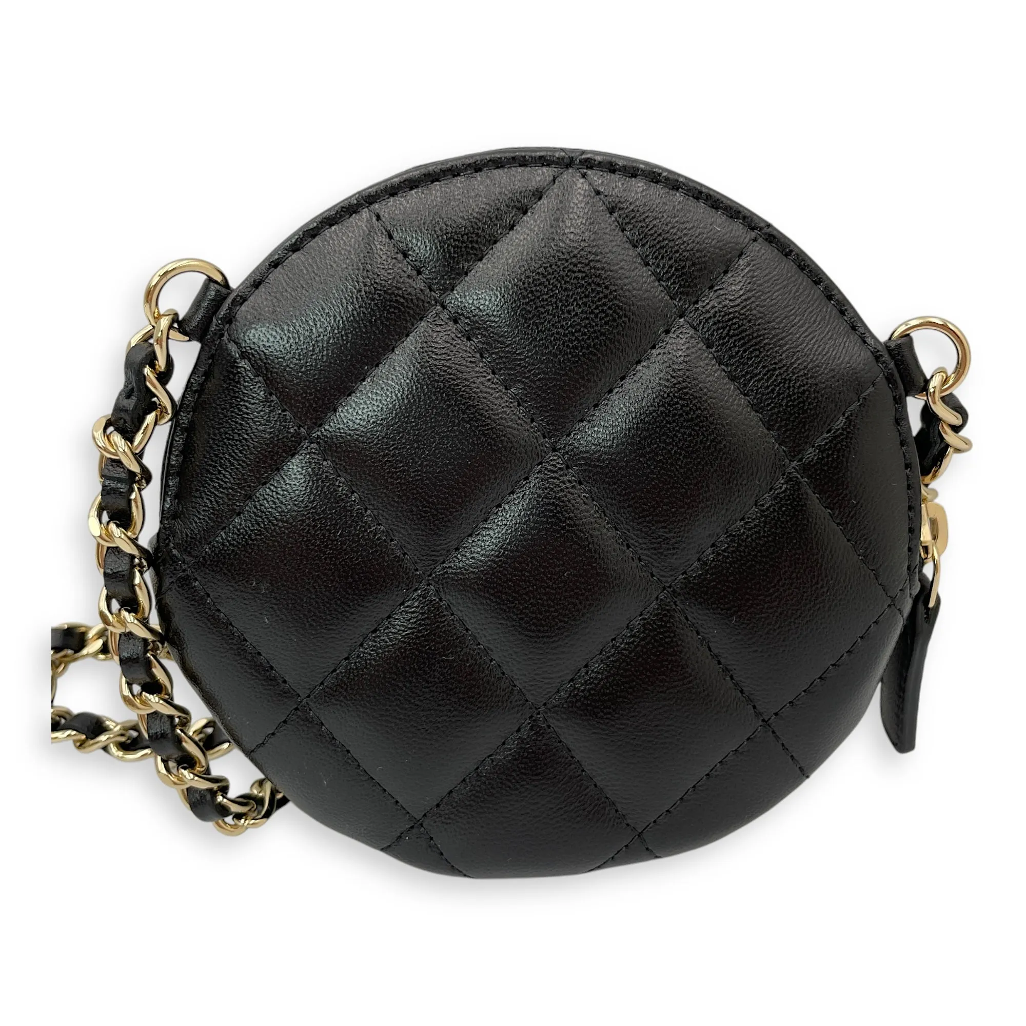 Camelia Black Clutch in Lambskin, Gold hardware