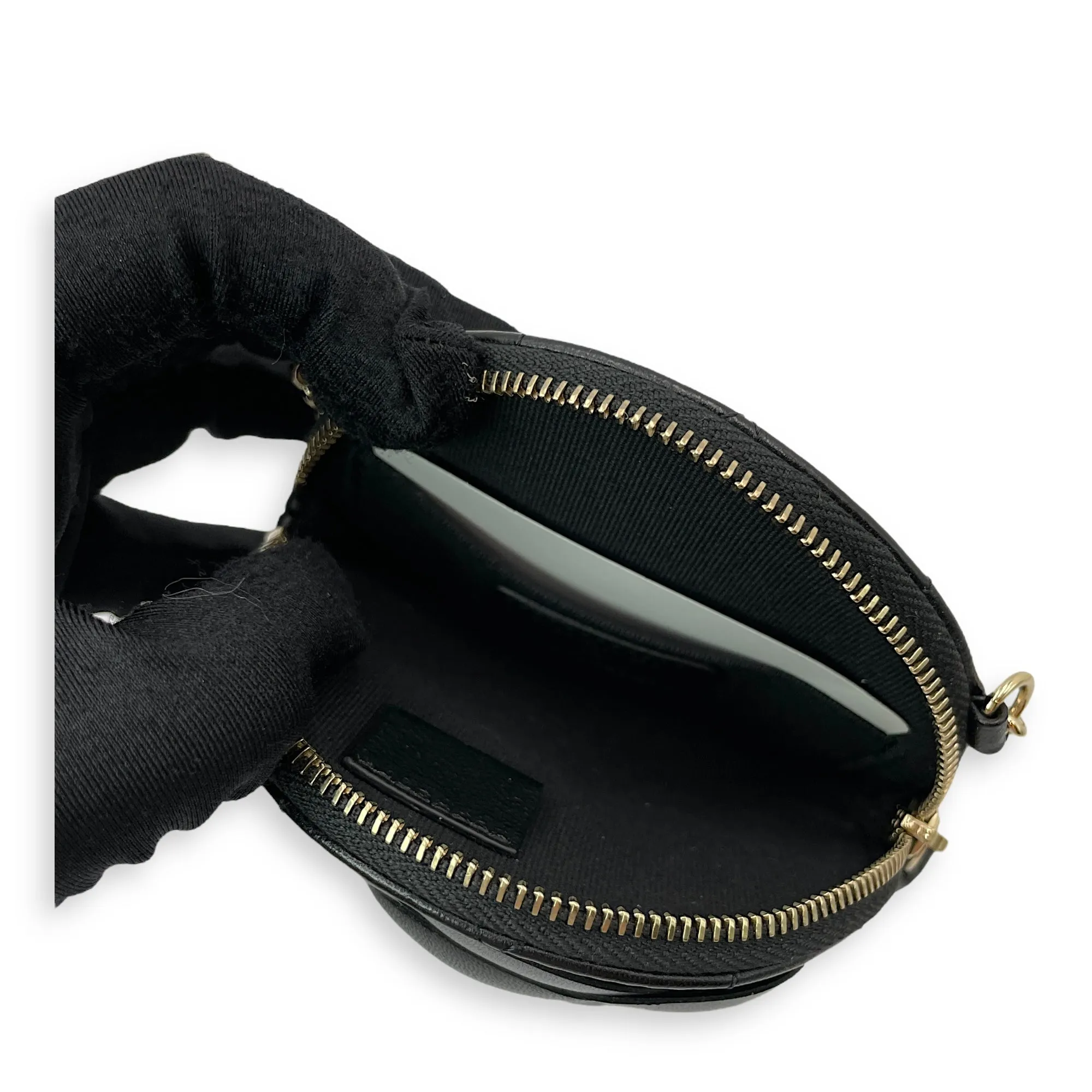 Camelia Black Clutch in Lambskin, Gold hardware