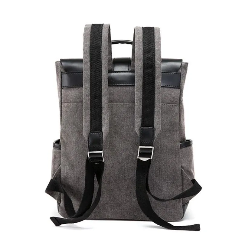 Canvas Backpack Men Color Matching Anti-theft Waterproof Student Book Computer Outdoor Travel Bags