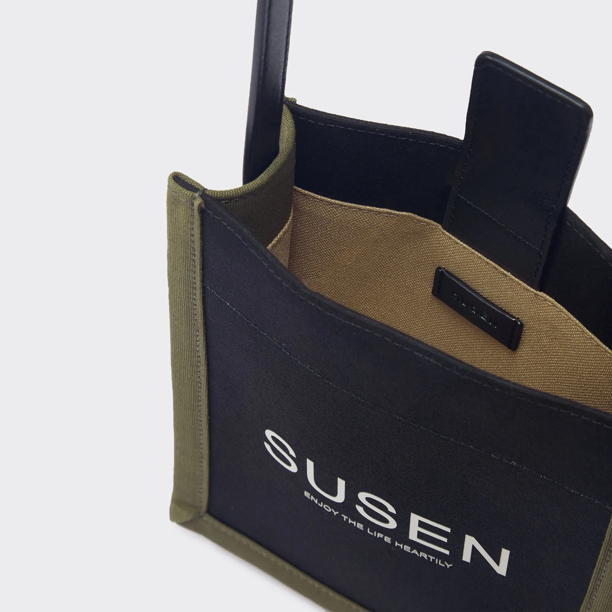 Canvas Crossbody Phone Bag - Black