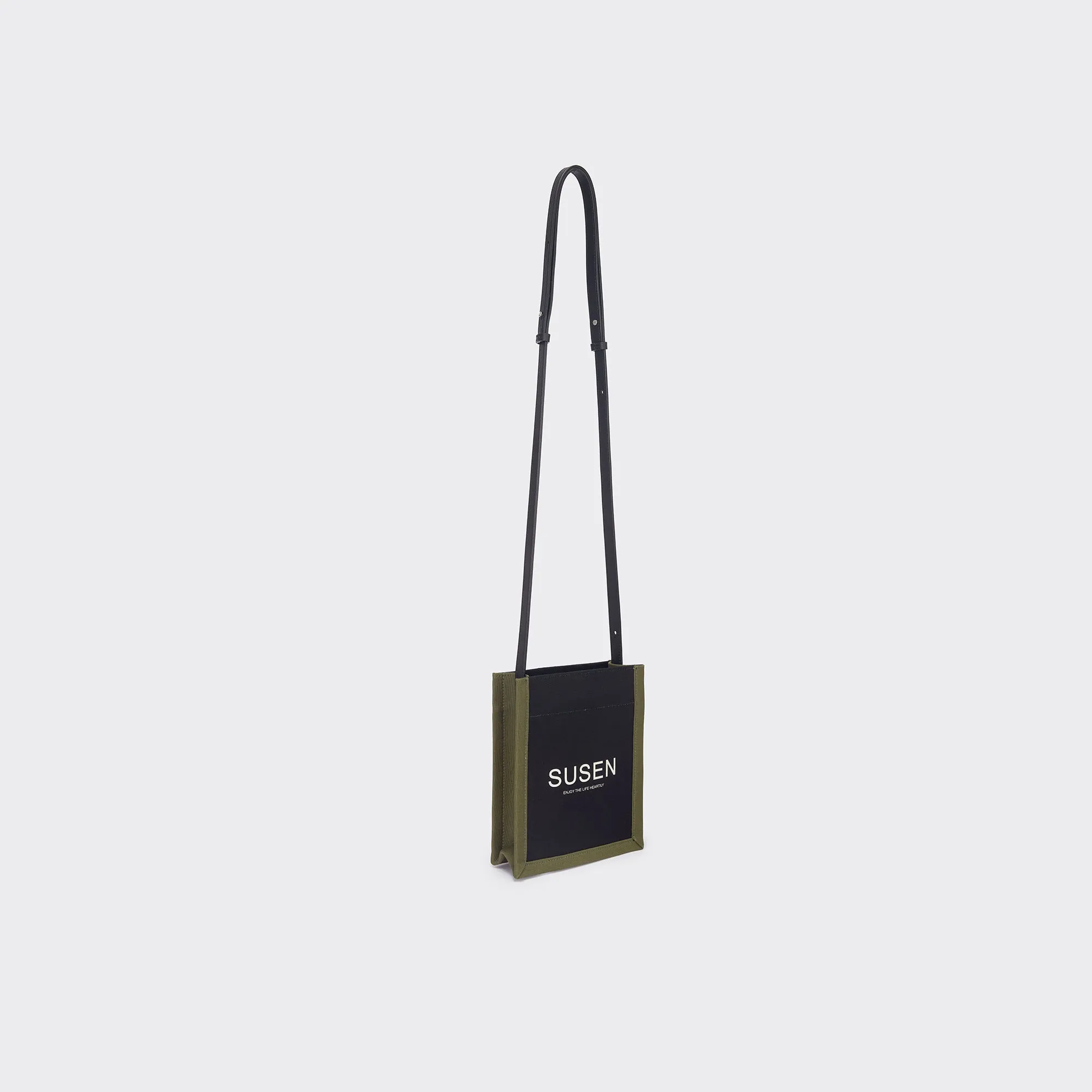 Canvas Crossbody Phone Bag - Black
