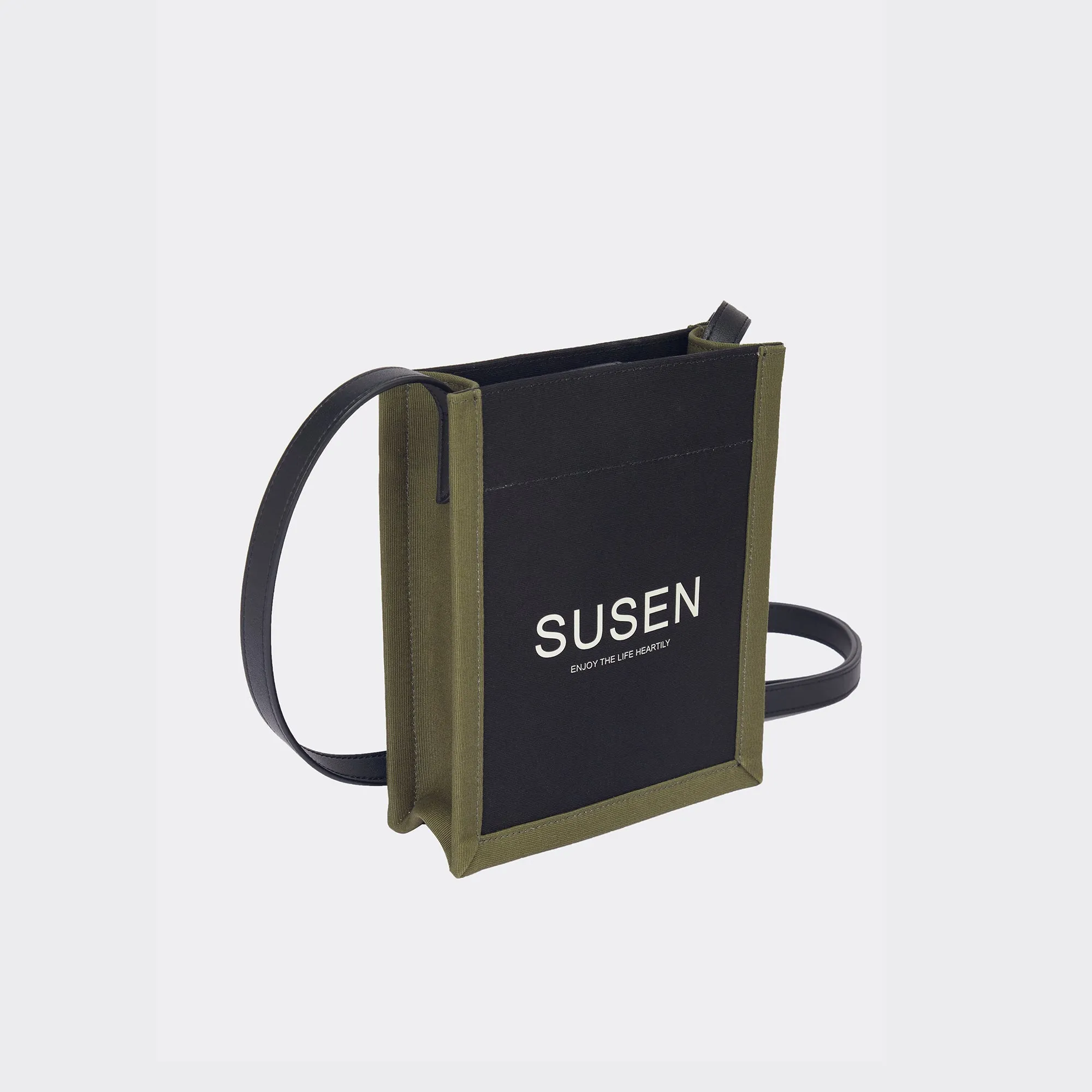 Canvas Crossbody Phone Bag - Black