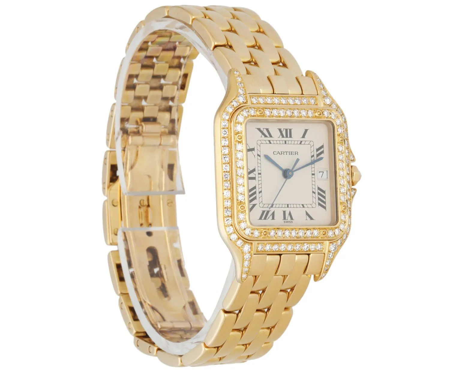 Cartier Panthere Large 18K Yellow Gold Factory Diamonds Watch
