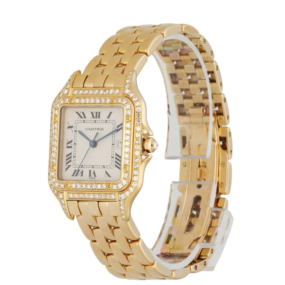 Cartier Panthere Large 18K Yellow Gold Factory Diamonds Watch