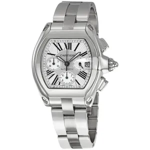 Cartier Roadster Chronograph Silver Dial Men's Watch W62019X6