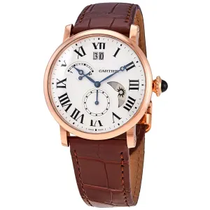 Cartier Rotonde Retrograde Silvered Guilloche Dial 18kt Rose Gold Men's Watch W1556240