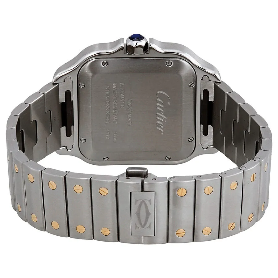 Cartier Santos Automatic Silvered Opaline Dial Steel and 18kt Yellow Gold Men's Watch W2SA0006