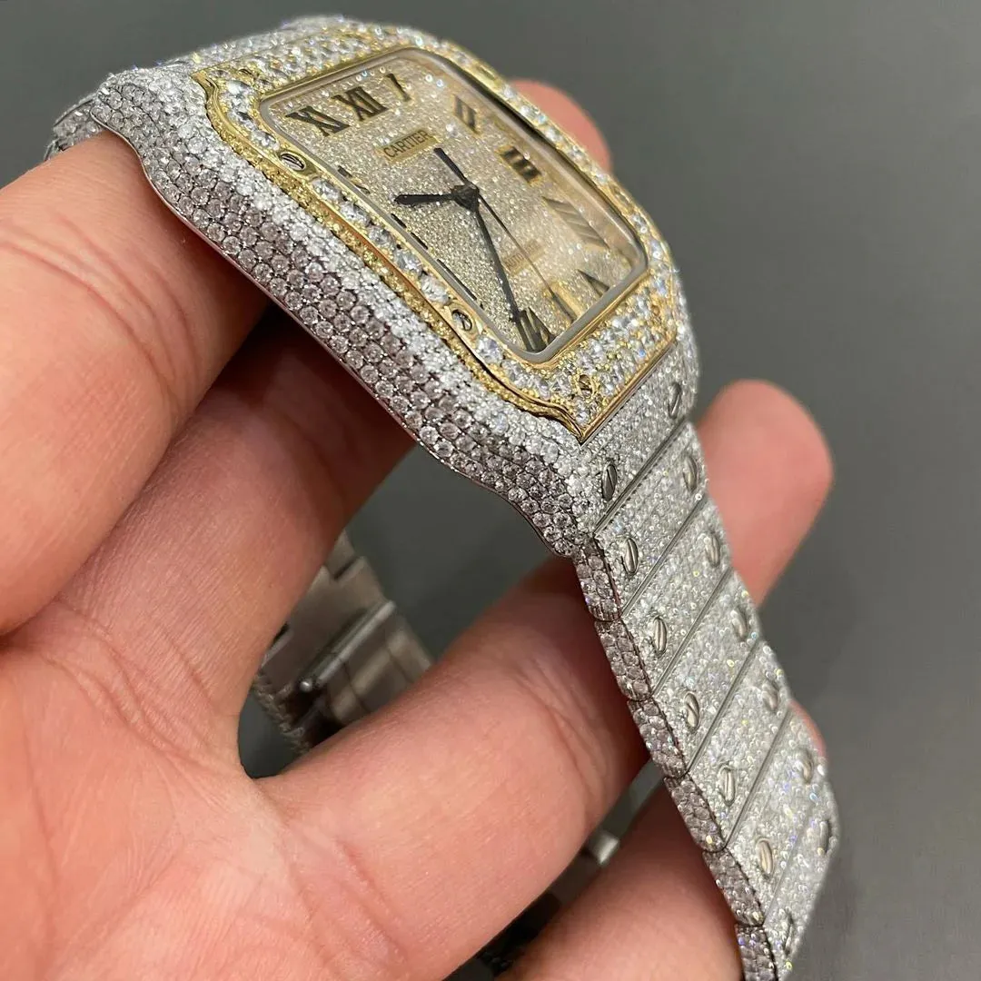 Cartier Santos Moissanite Diamond Watch | VVS Diamond Cartier Santos W 108