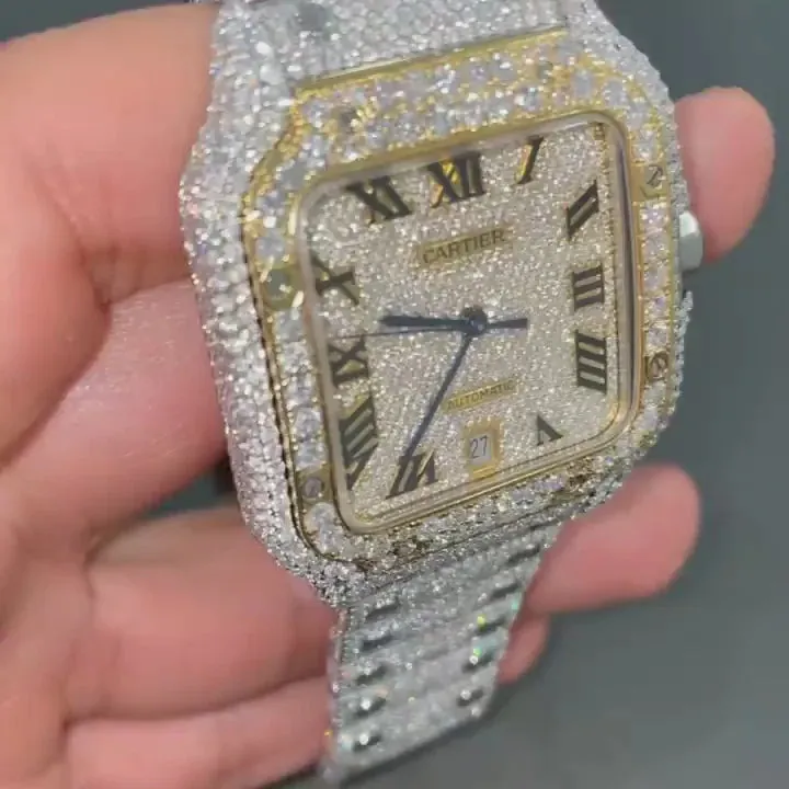 Cartier Santos Moissanite Diamond Watch | VVS Diamond Cartier Santos W 108