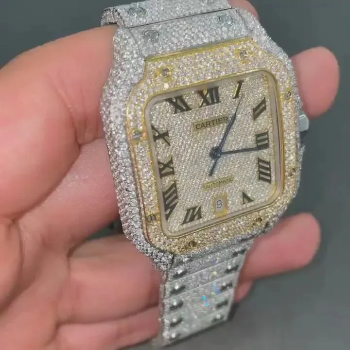 Cartier Santos Moissanite Diamond Watch | VVS Diamond Cartier Santos W 110