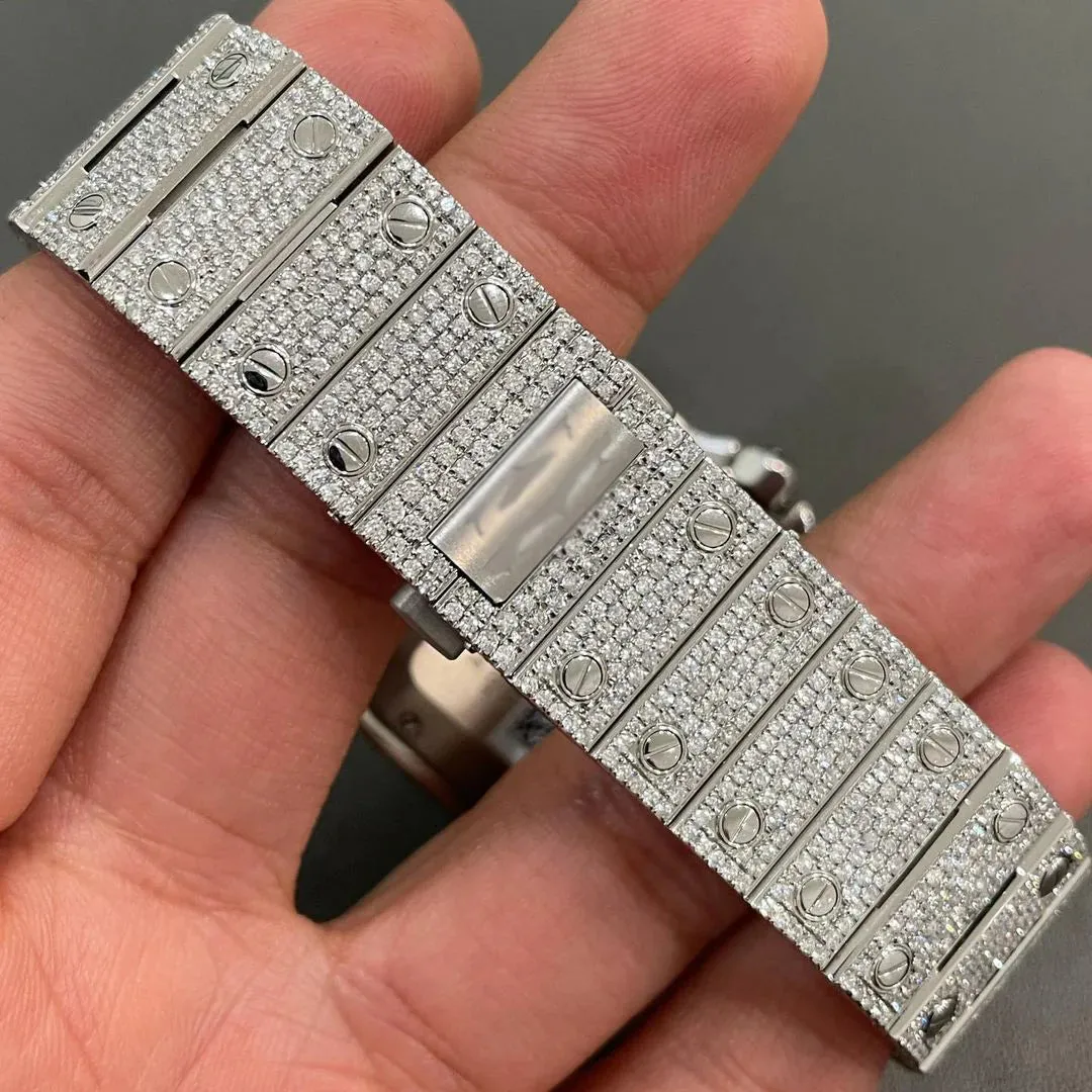 Cartier Santos Moissanite Diamond Watch | VVS Diamond Cartier Santos W 110