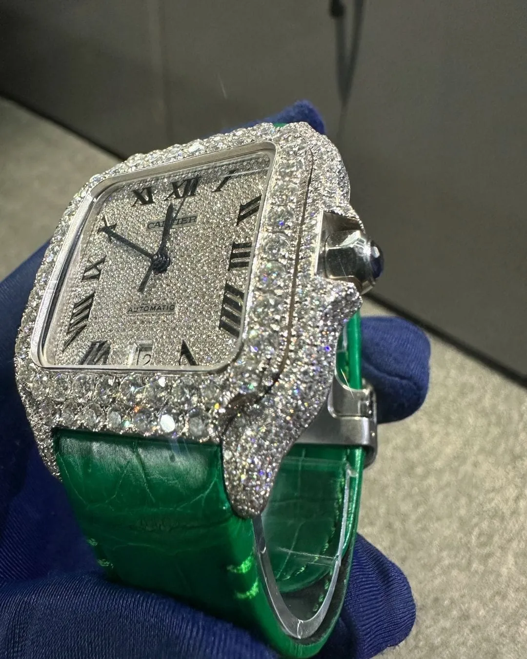 Cartier Santos Moissanite Diamond Watch | vvs moissanite watch W 201