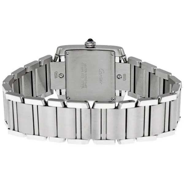 Cartier Tank Francaise White Grained Dial Steel Midsize Watch W51011Q3