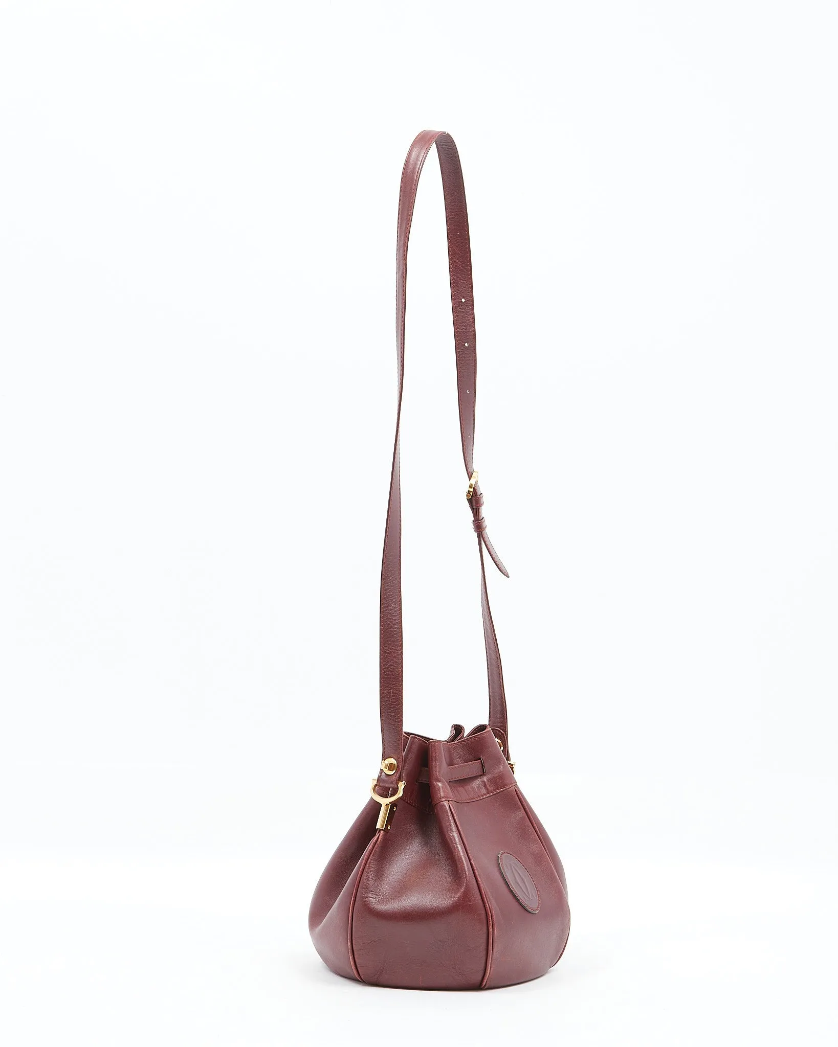 Cartier Vintage Burgundy Leather Bucket Bag