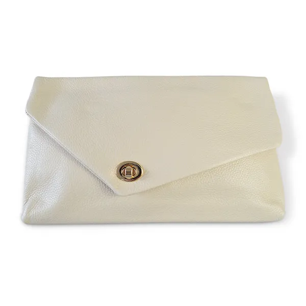 Centennial Park | Cream Leather Evening Clutch Envelope Bag