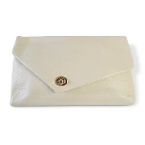 Centennial Park | Cream Leather Evening Clutch Envelope Bag
