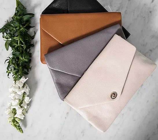 Centennial Park | Cream Leather Evening Clutch Envelope Bag