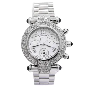Chopard Ladies Imperiale Stainless Steel 35mm White Chronograph Roman Dial Watch Reference #: 8389-23