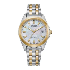 Citizen Corso Ladies Eco Drive Two Tone Mother of Pearl Dial Watch