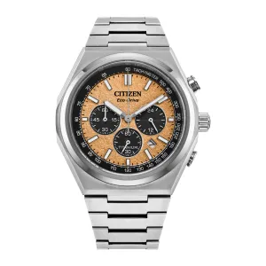 Citizen Forza Mens Eco Drive Chronograph Super Titanium Salmon Dial Watch