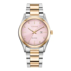Citizen Ladies Two Tone Diamond and Pink Dial Watch