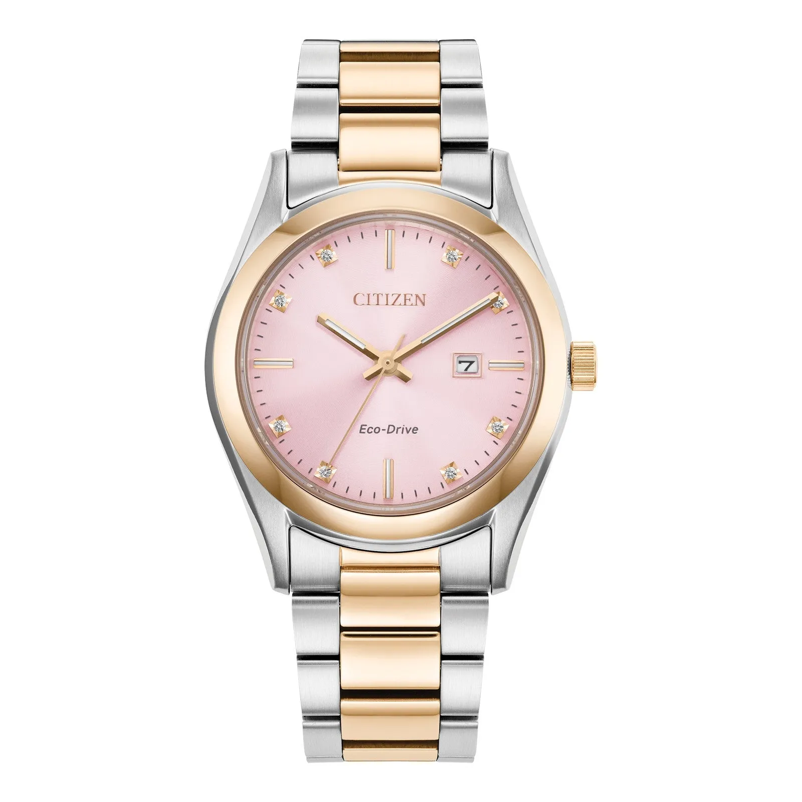 Citizen Ladies Two Tone Diamond and Pink Dial Watch