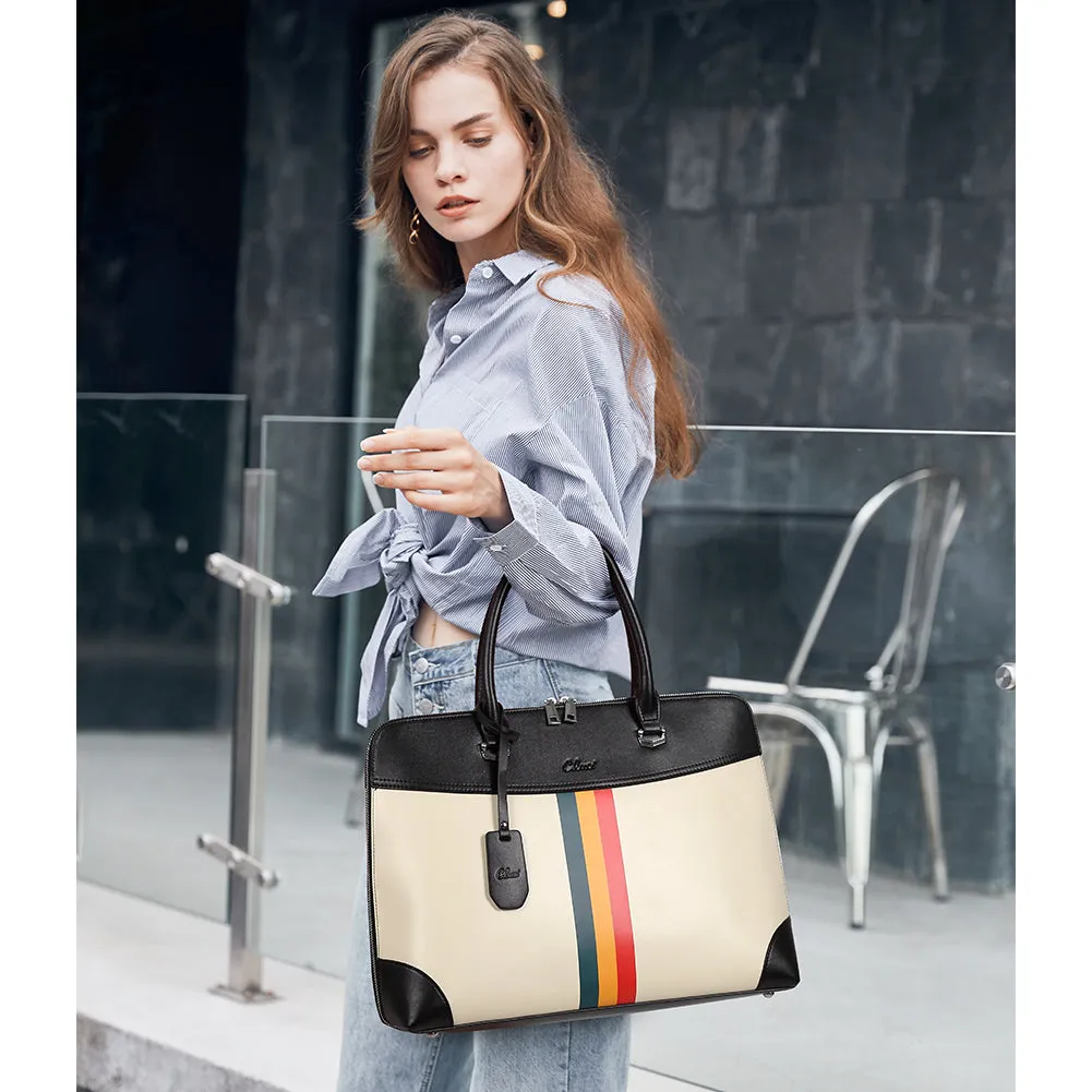 Claire Large Senior Leather Color Blocking Briefcase For Women