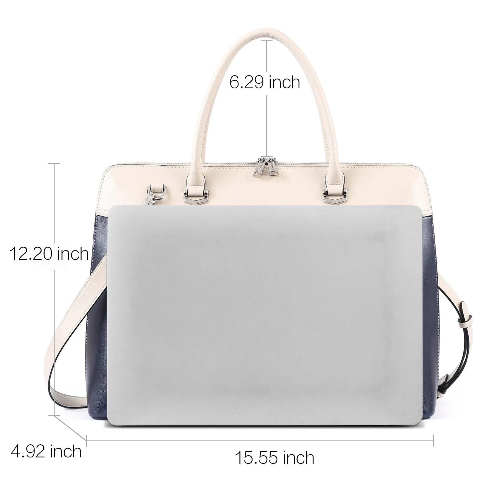 Claire Large Senior Leather Color Blocking Briefcase For Women