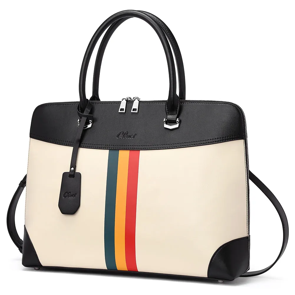 Claire Large Senior Leather Color Blocking Briefcase For Women