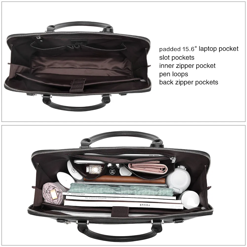 Claire Large Senior Leather Color Blocking Briefcase For Women