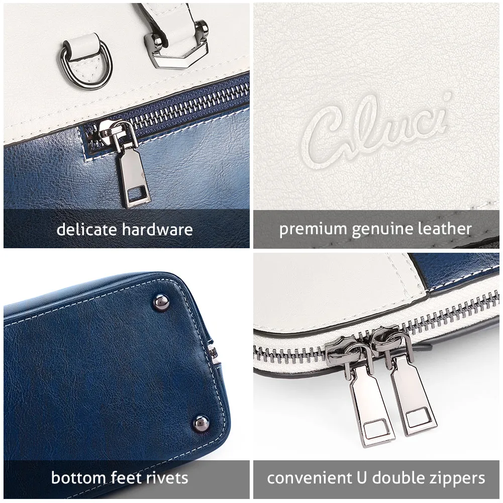 Claire Large Senior Leather Color Blocking Briefcase For Women
