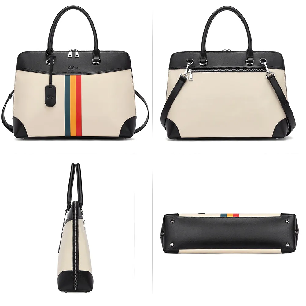 Claire Large Senior Leather Color Blocking Briefcase For Women