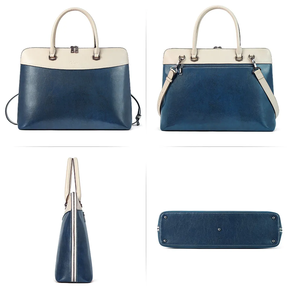Claire Large Senior Leather Color Blocking Briefcase For Women