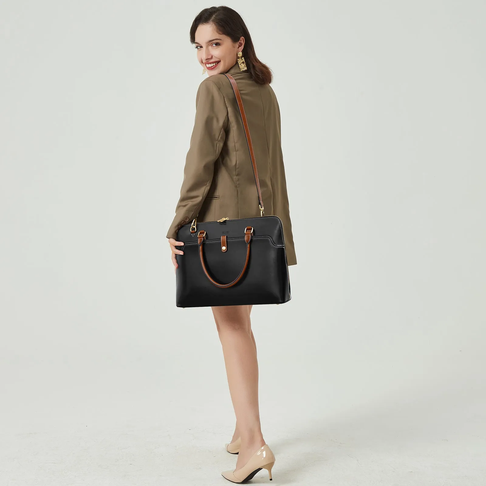 Claire  Premium Leather Messenger Briefcase For School And Work